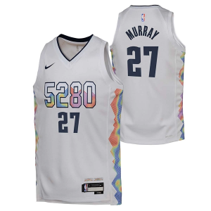 Kids' Denver Nuggets Jamal Murray #27 Nike 2024 City Edition Jersey Small White