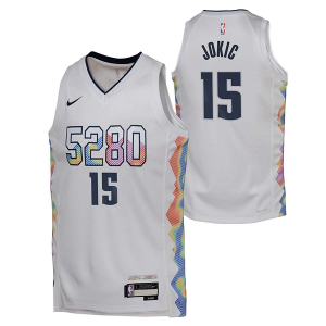 Kids' Denver Nuggets Nikola Jokic #15 Nike 2024 City Edition Jersey Large White