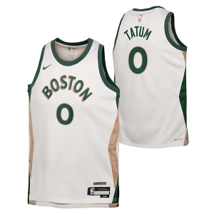 Kids' Boston Celtics Jayson Tatum #0 Nike 2023 City Edition Jersey Large Sail