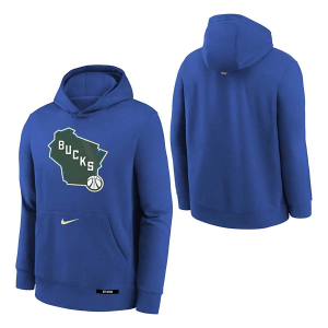Kids' Milwaukee Bucks Nike 2024 City Edition Logo Hoodie Large Royal