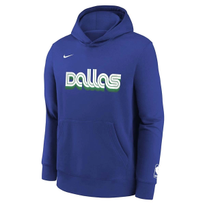 Kids' Dallas Mavericks Nike 2022 City Edition Essential Hoodie Large Blue