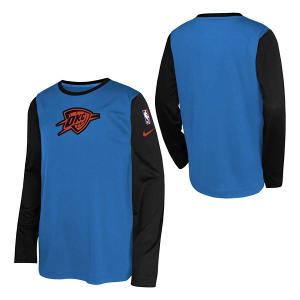 Kids' Oklahoma City Thunder 2024 City Edition Pregame Nike Long Sleeve T-Shirt XLarge Black