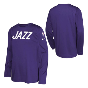 Kids' Utah Jazz 2024 City Edition Pregame Nike Long Sleeve T-Shirt Large Purple