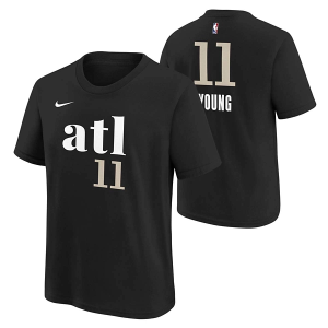 Kids' Atlanta Hawks Trae Young #11 2023 City Edition Name & Number Nike T-Shirt Small Black
