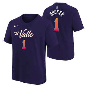 Kids' Phoenix Suns Devin Booker #1 2023 City Edition Name & Number Nike T-Shirt Small Ink