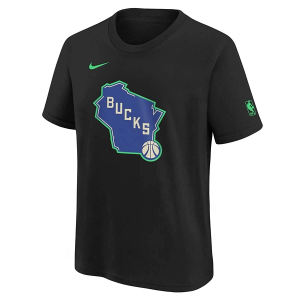 Kids' Milwaukee Bucks 2023 City Edition Logo Nike T-Shirt XLarge Black