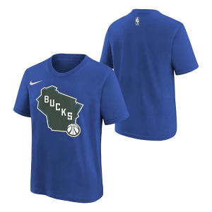Kids' Milwaukee Bucks 2024 City Edition Logo Nike T-Shirt Small Royal
