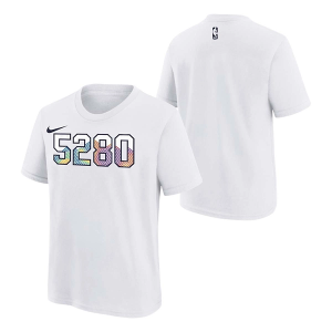 Kids' Denver Nuggets 2024 City Edition Logo Nike T-Shirt Medium White