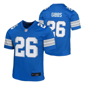 Detroit Lions Jahmyr Gibbs #26 Nike Home Kids' Jersey Large Blue