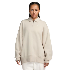 Women's Nike Sportswear Phoenix Fleece Oversized 1/4 Zip Pullover Large Lt Orewood Brn/Sail