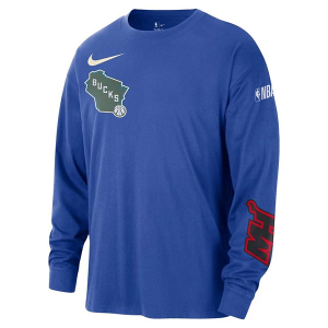 Milwaukee Bucks 2024 City Edition Max90 Nike Long Sleeve T-Shirt Large Royal