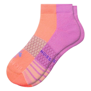 Women's Bombas Solid Foot Bottom Stripe Performance Compression Ankle Socks Small Neon Peach