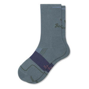 Men's Bombas Solid Toe Border Half Crew Running Socks Small Grey Surf
