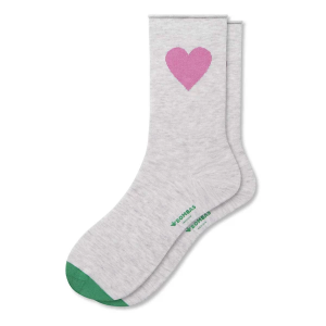 Women's Bombas Valentine's Placed Heart Roll Top Lightweight Half Crew Socks Small Light Grey
