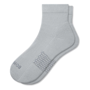 Men's Bombas Solid Modern Rib Quarter Socks Medium Misty Sky