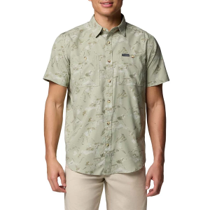 Men's Columbia Utilizer Printed Woven Button Up Shirt XLarge Safari Yarrow Mirage