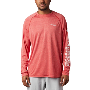 Men's Columbia PFG Terminal Tackle Heather Long Sleeve T-Shirt 2XLarge Red Spark Heather/White Logo