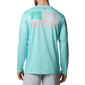 Men's Columbia PFG Terminal Tackle Fish Flag Long Sleeve T-Shirt XLarge Gulf Stream/Sorbet