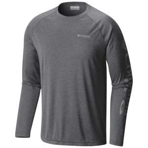 Men's Columbia PFG Terminal Tackle Heather Long Sleeve T-Shirt Large Charcoal Heather