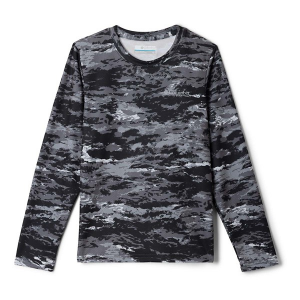 Kids' Columbia PFG Solar Stream Printed Long Sleeve T-Shirt Medium Black