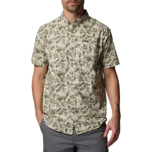 Men's Columbia Rapid Rivers Printed Button Up Shirt Large Dark Stone Vined