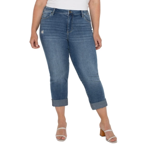 Women's Liverpool Los Angeles Plus Size Charlie Crop Wide Rolled Cuff Skinny Jeans Pactola 22 24