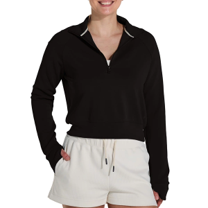 Women's Fundamental Coast Later On Half Zip Mock Long Sleeve 1/4 Zip Medium Jet Black