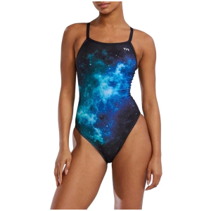 Women's TYR Starborn Durafast Elite Diamondfit One Piece Swimsuit Competitive 34 Blue/Green
