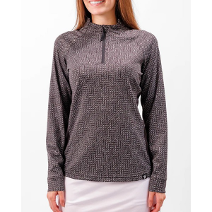 Women's Waggle Golf Tee Box Long Sleeve 1/4 Zip 2XLarge Black