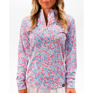 Women's Waggle Golf Miss Daisy Long Sleeve 1/4 Zip Medium White