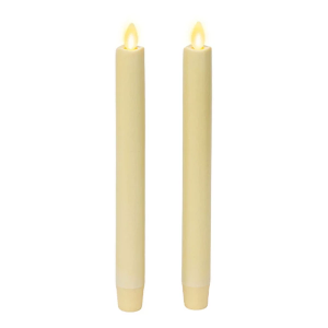 K&K Interiors 9.75 Inch Ivory Wax Luminara Indoor Taper Candle (Set of 2)