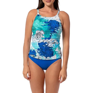 Women's Jantzen Glowing Fields Lauren Swim Tankini 6 Cobalt