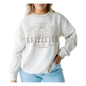 Montana Grizzlies Gameday Social Women's Crew S/M Oatmeal