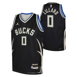 Kids' Milwaukee Bucks Damian Lillard #0 Nike Statement Jersey Small Black