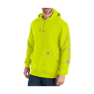 Men's Carhartt Loose Fit Midweight Logo Sleeve Graphic Work Hoodie Large Tall Lime