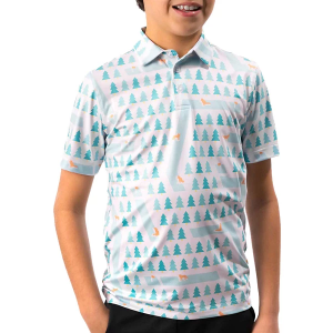 Kids' Waggle Golf Fox Holes Polo Small White