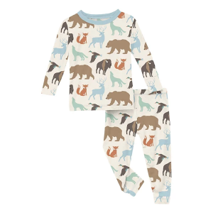 Boys' Kickee Pants Print Long Sleeve Pajama Set Toddler 2T Wildlife