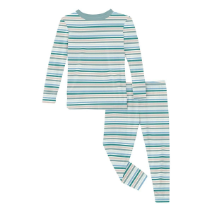 Kids' Kickee Pants Print Long Sleeve Pajama Set 6 Lakeside Stripe