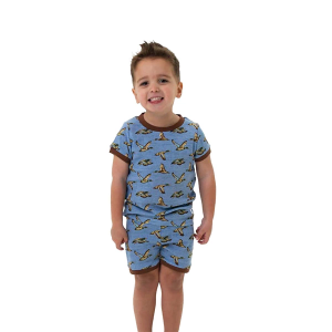 Burlebo Sleep Shirt and Shorts Pajama Set Toddler 2T Jumbo Mallards Blue