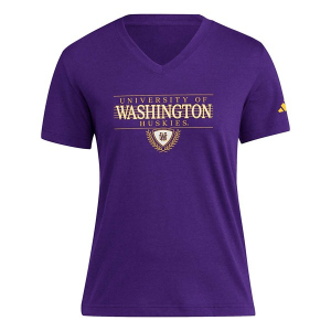 Washington Huskies adidas Women's Team Shield Wash T-Shirt Large Purple
