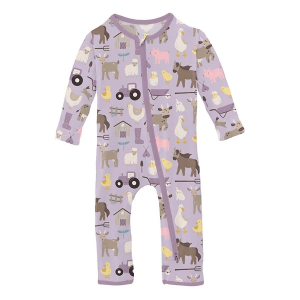 Kickee Pants Coverall 2 Way Zipper Romper Baby 9/12 mo. Thistle Morning on the Farm