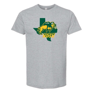 North Dakota State Bison Bullzerk Texas State Logo T-Shirt XLarge Heather Grey