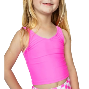 Girls' Janela Bay V Neck Swim Tankini 10/11 Mulberry Pink