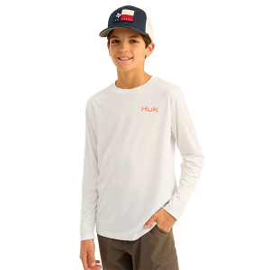 Kids' Huk Pusuit Fill Long Sleeve T-Shirt Small White