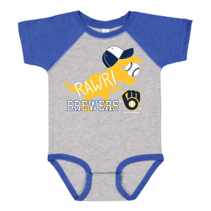 Soft As A Grape Baby Milwaukee Brewers Rawr Onesie