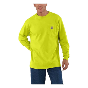 Men's Carhartt Loose Fit Heavyweight Pocket Long Sleeve T-Shirt Medium Bright Lime