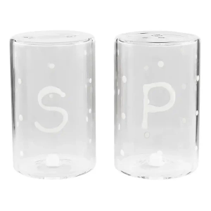 Mud Pie Happy Glass Salt & Peppar Shakers
