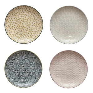 Creative Co-Op Hand-Stamped Stoneware Plate (Styles May Vary)