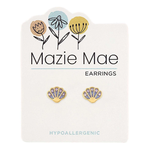 Mazie Mae Seashell Stud Earrings Gold/Purple