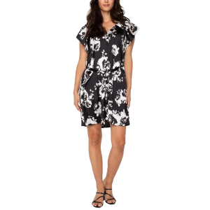Women's Liverpool Los Angeles Flutter Sleeve Dress XLarge Black White Floral